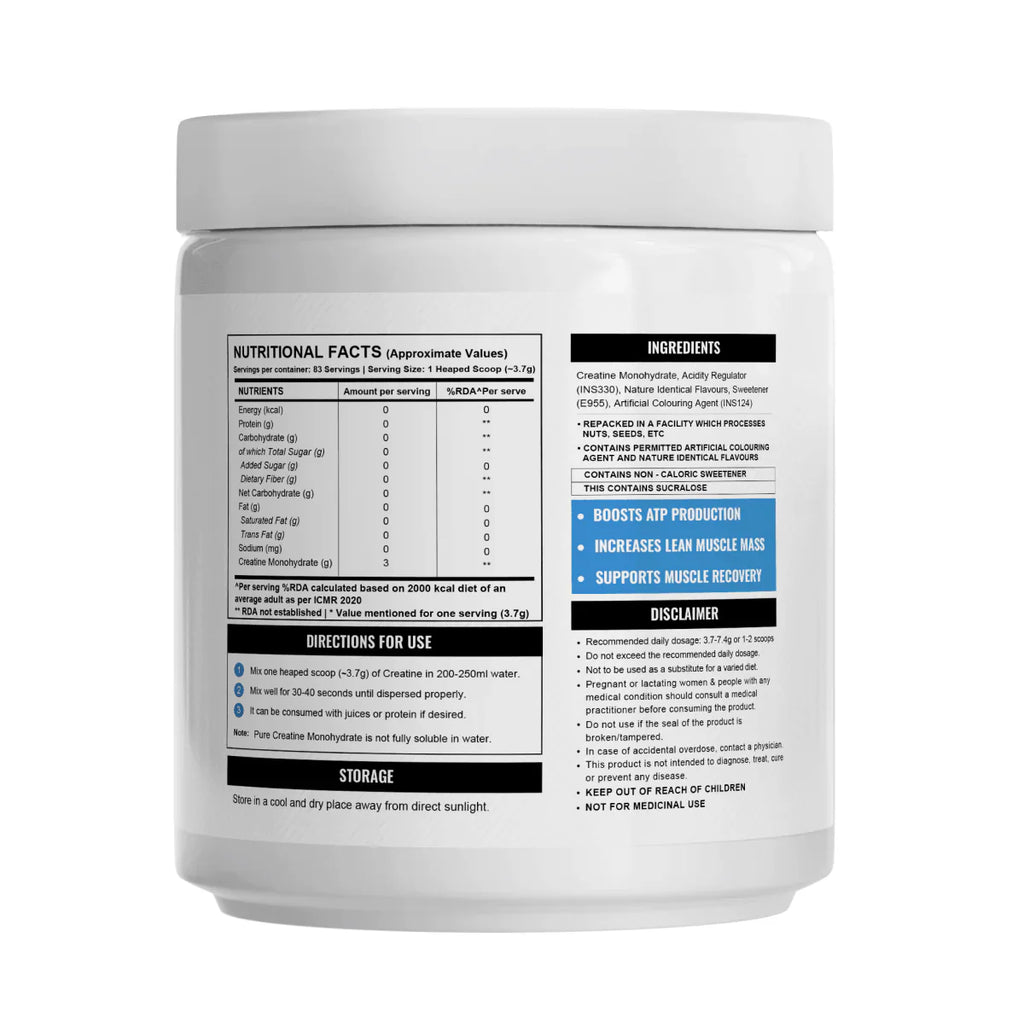 Wellcore - Pure Micronised Creatine Monohydrate (307g, 83 Servings) Fruit Fusion