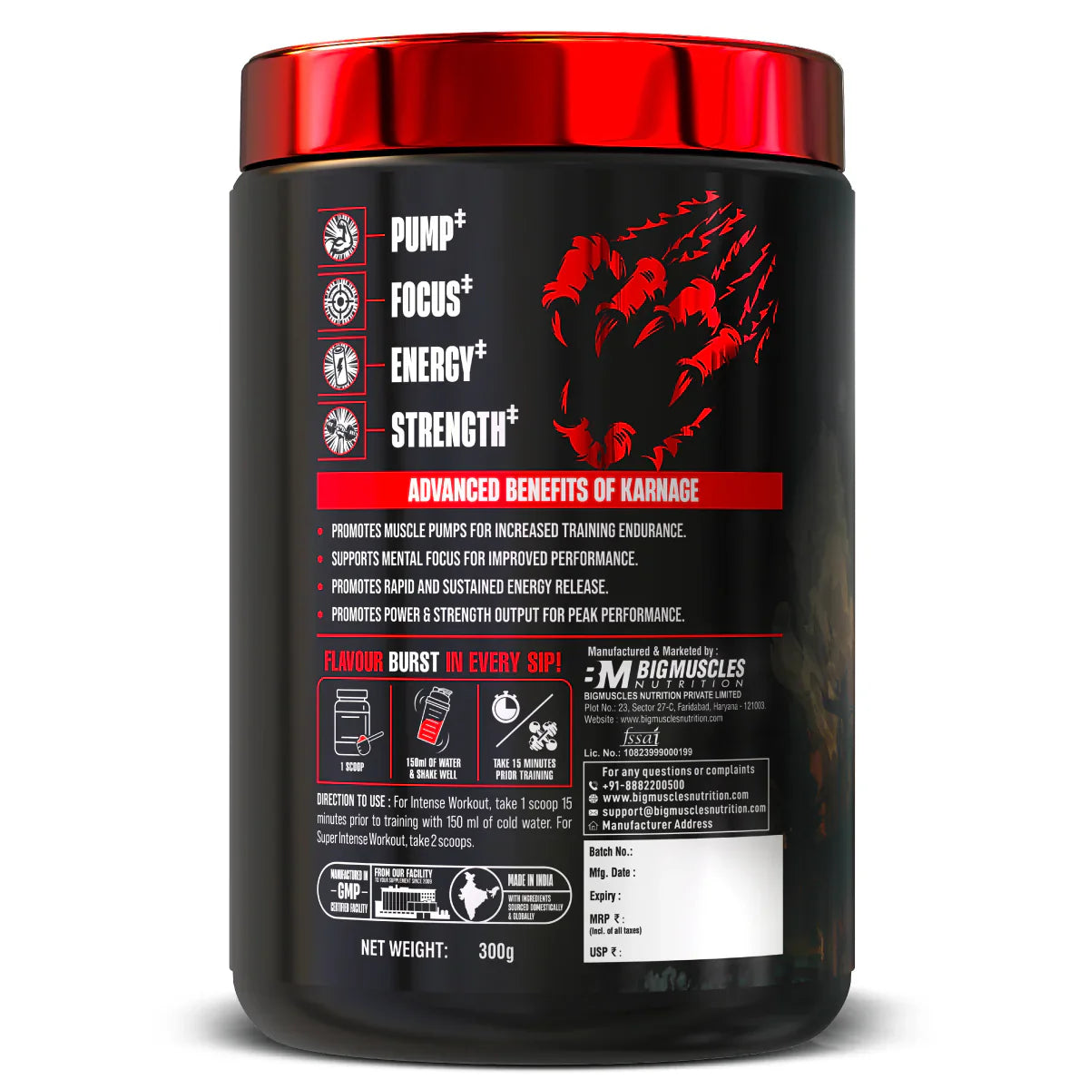 Bigmuscles Nutrition Karnage Pre workout - Sex On The Beach, 60 Servings