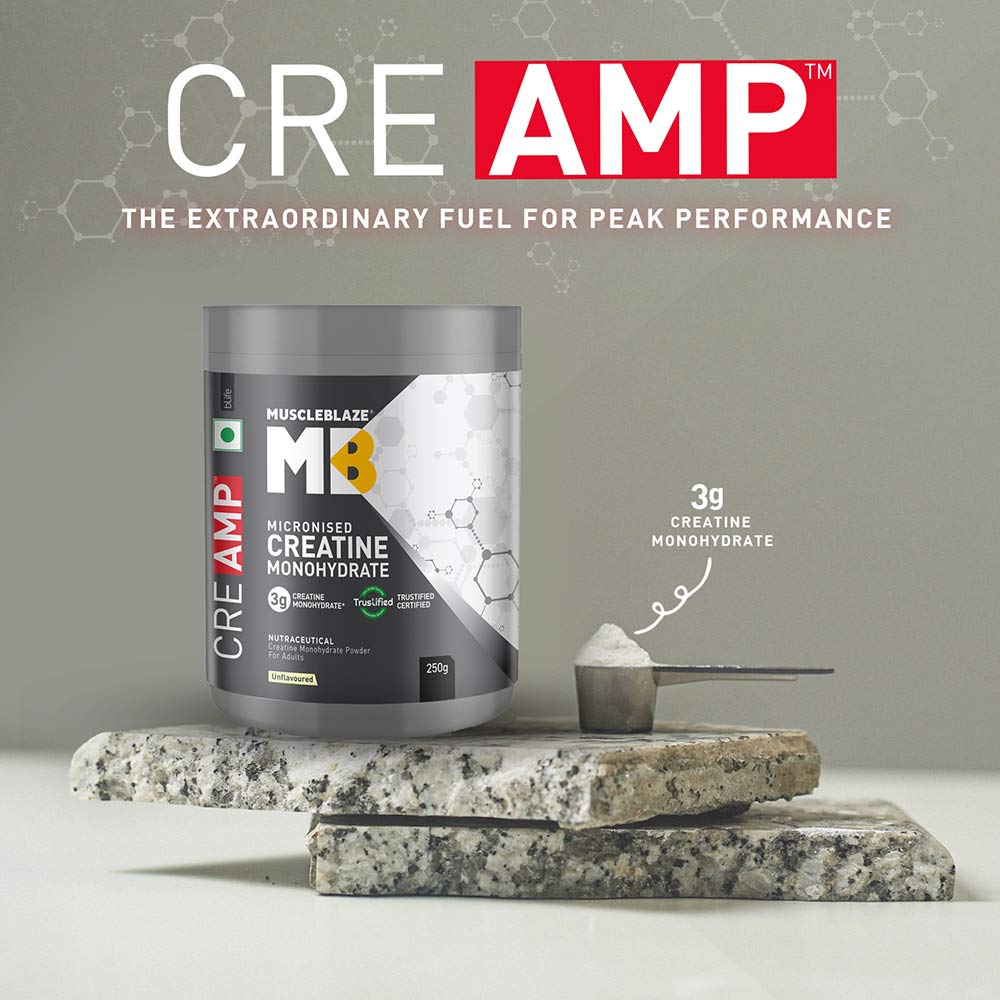 MuscleBlaze Creatine Monohydrate CreAMP, 250 g, Unflavoured