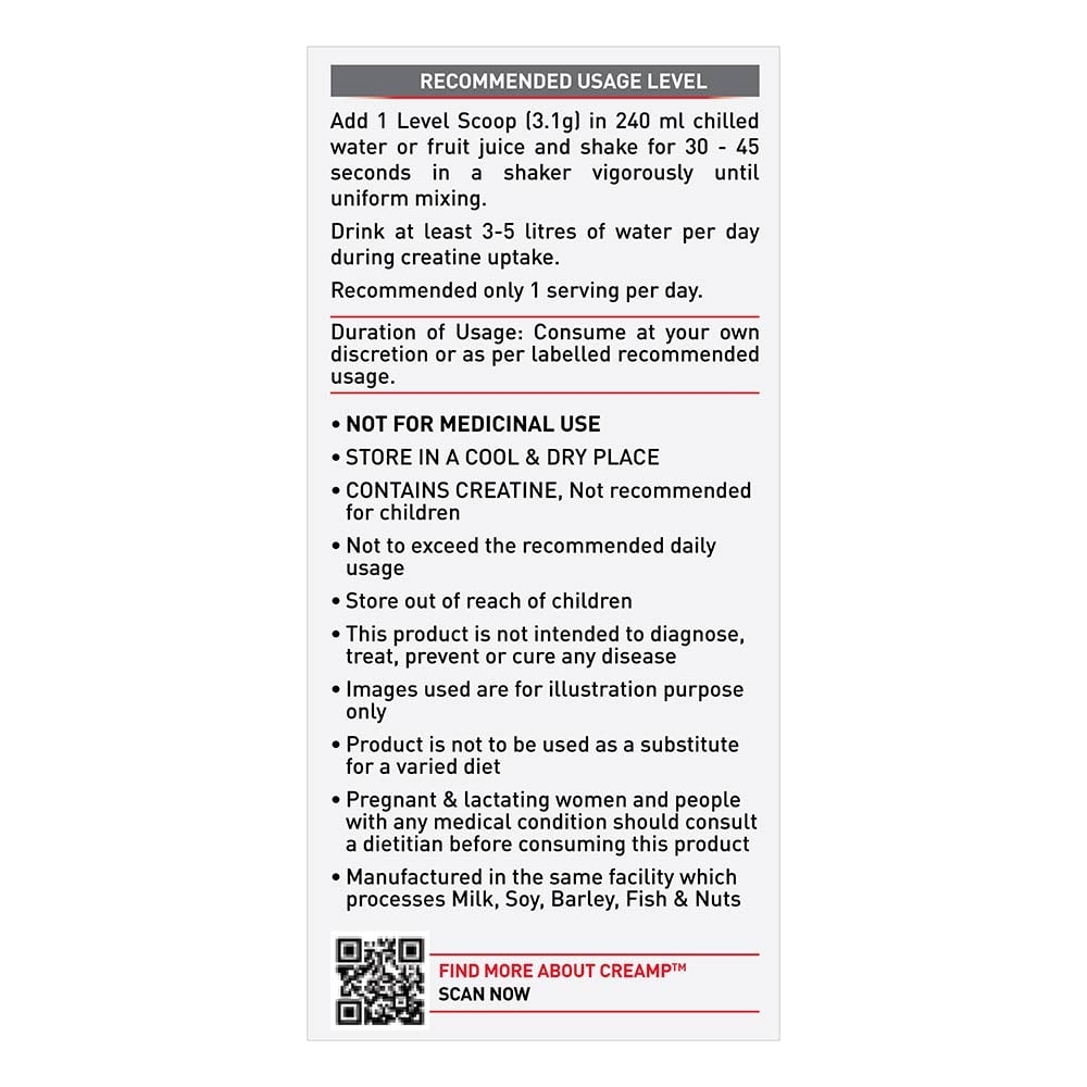 MuscleBlaze Creatine Monohydrate CreAMP, 250 g, Unflavoured