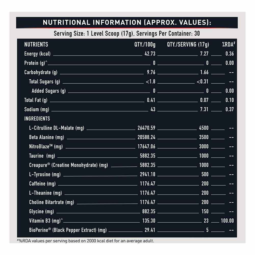 MuscleBlaze Pre Workout WrathX, 510 g (1.12 lb), Fruit Fury