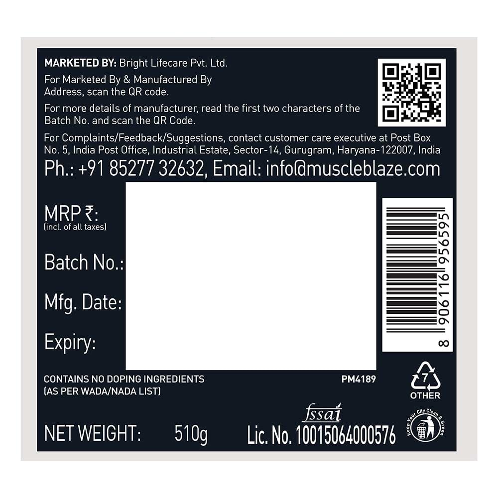 MuscleBlaze Pre Workout WrathX, 510 g (1.12 lb), Fruit Fury